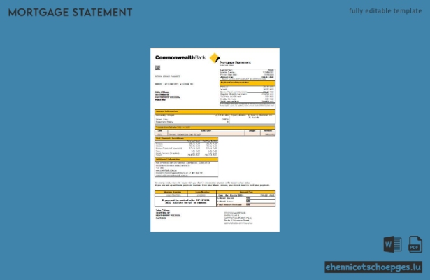 Beispiel für einen Hypothekenauszug der Commonwealth Bank in Australien (Vorschau)